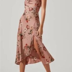 ASTR Gaia Floral Midi Dress Blush